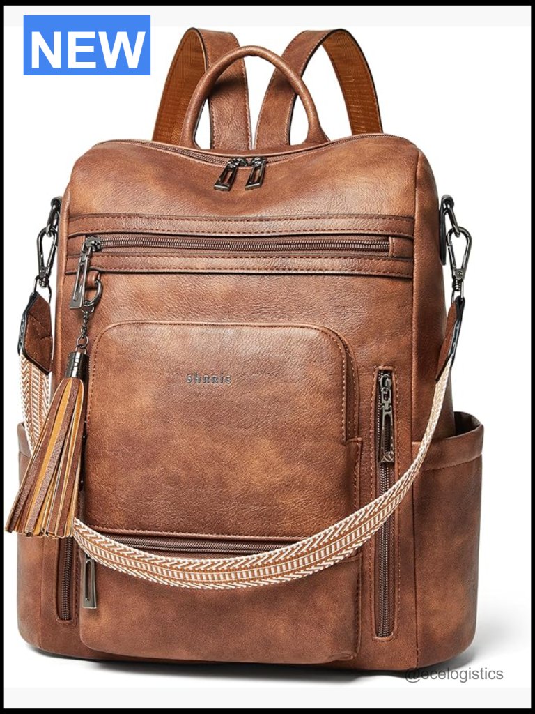 15.6" Vegan Leather Laptop Backpack Work Travel Backpack